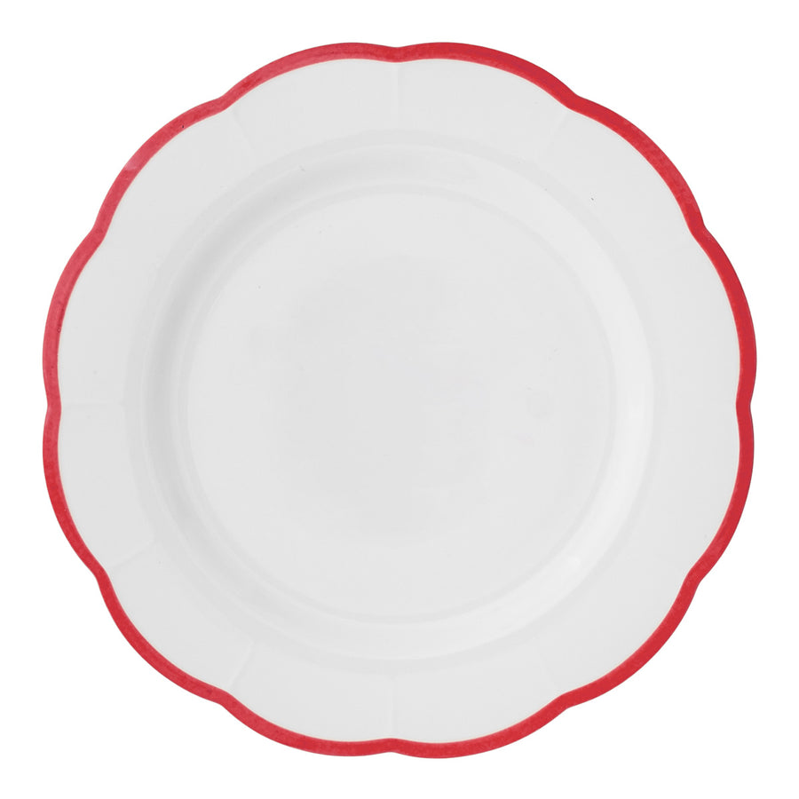 Round Platter Red Scalloped Rim