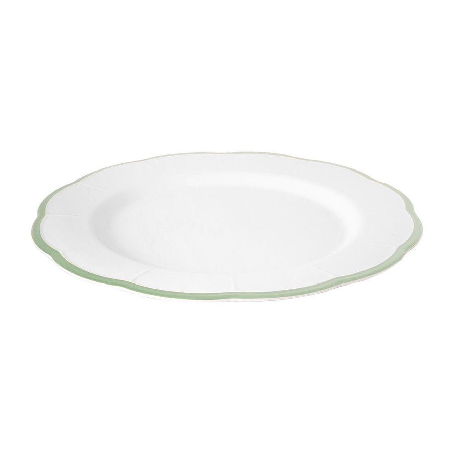 Dinner Plate Green Scalloped Rim
