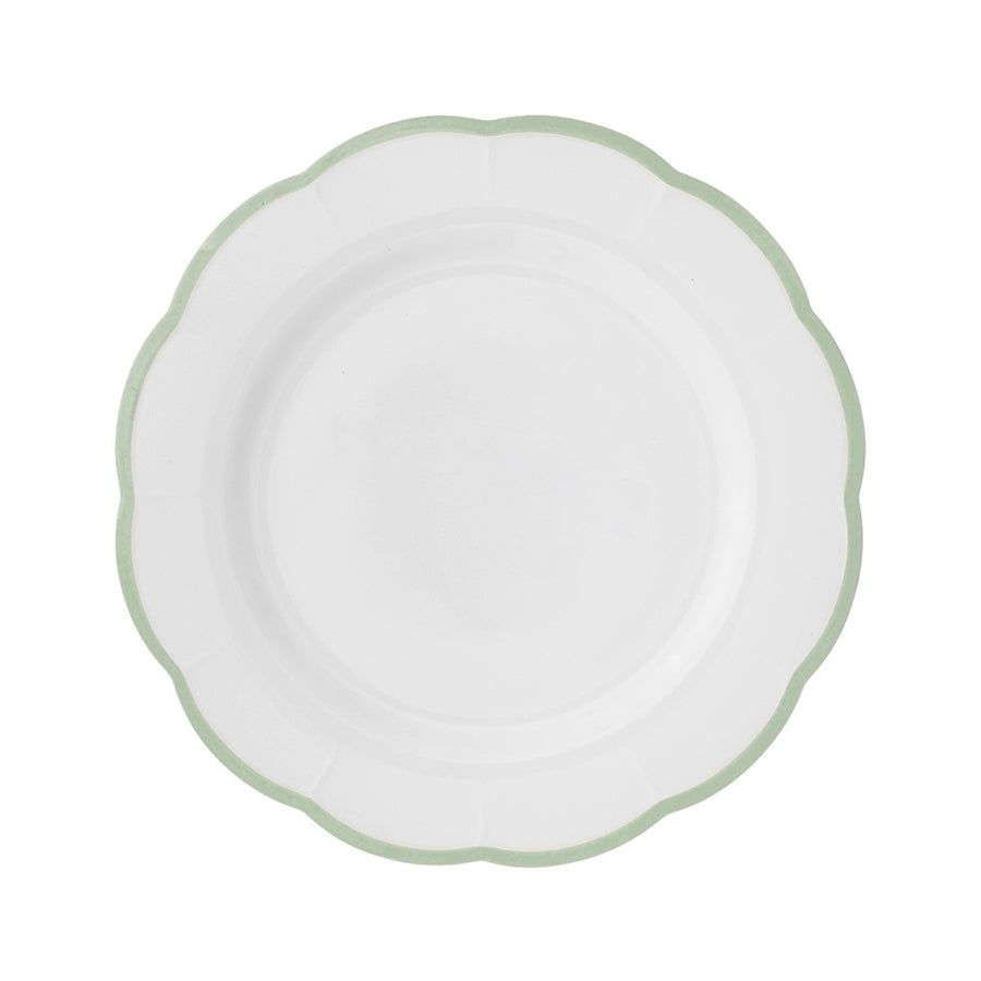 Dinner Plate Green Scalloped Rim
