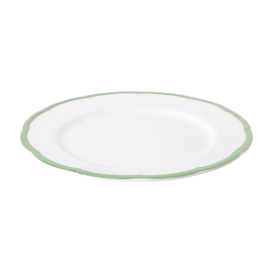Fruit Plate Green Scalloped Rim