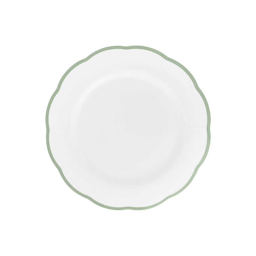 Fruit Plate Green Scalloped Rim