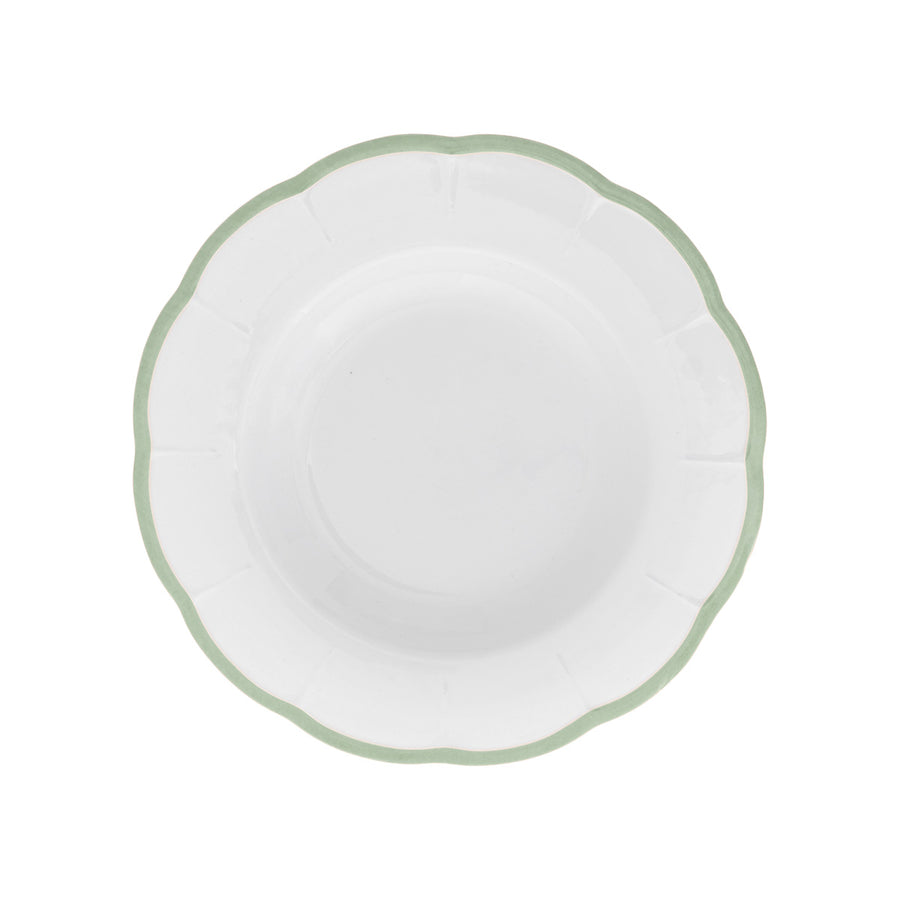 Deep Plate Green Scalloped Rim