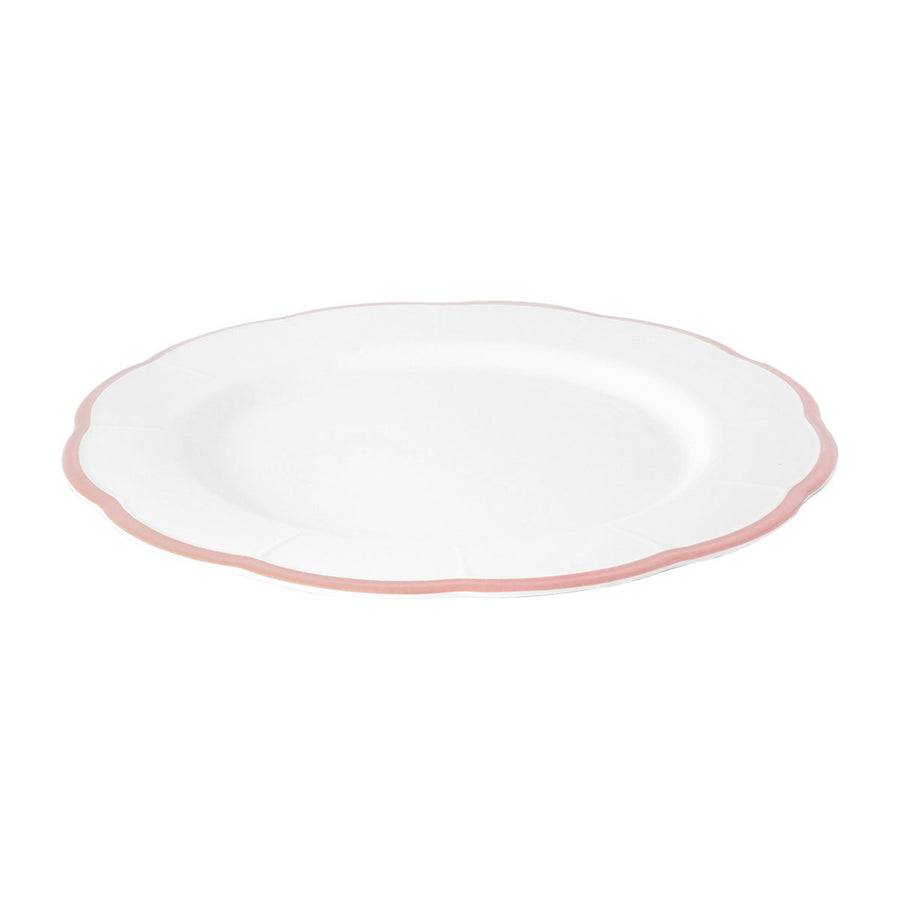 Dinner Plate Scalloped Pink Rim