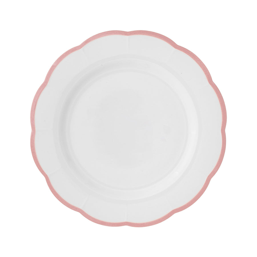 Dinner Plate Scalloped Pink Rim