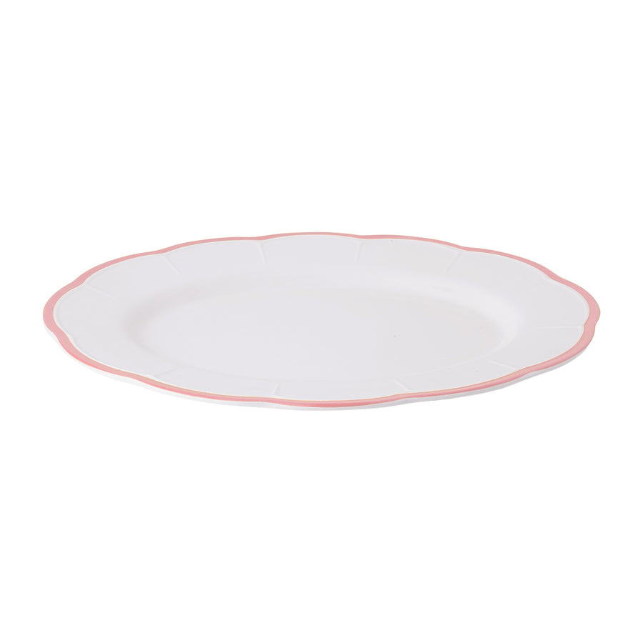 Oval Platter Pink Scalloped Rim