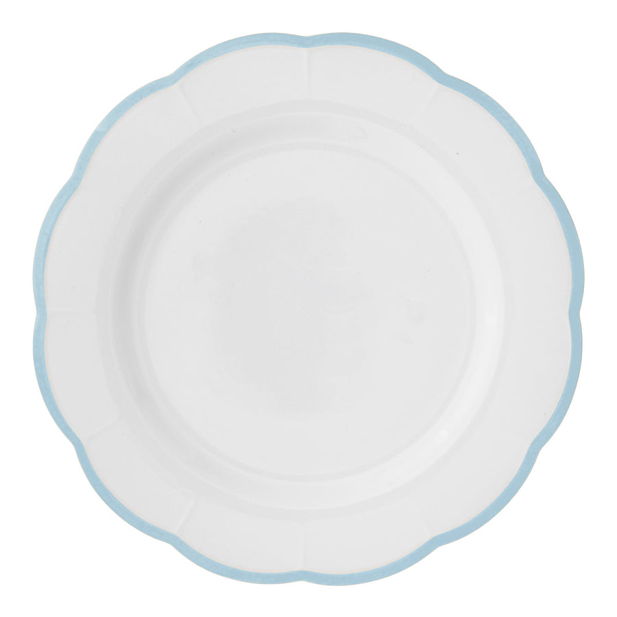 Round Platter Light Blue Scalloped Rim