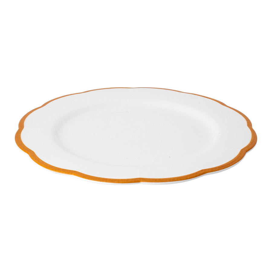 Round Platter Ocher Scalloped Rim