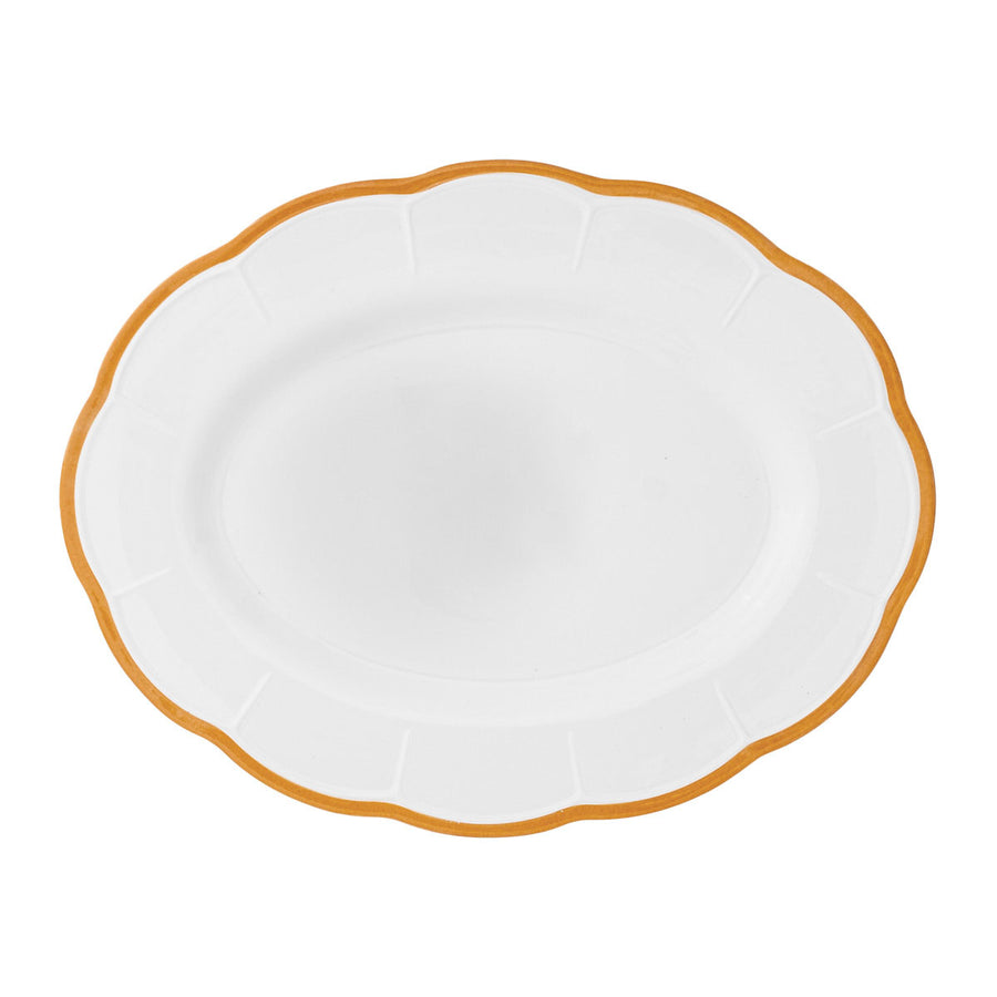 Oval Platter Ocher Scalloped Rim