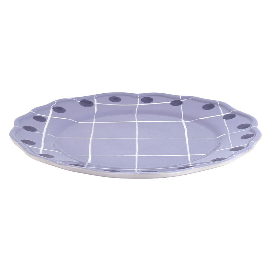 Dinner Plate Blue Pois Rim