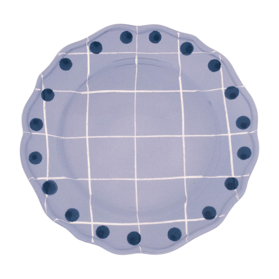 Dinner Plate Blue Pois Rim
