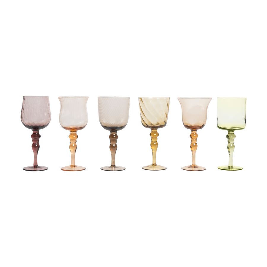 Set 6 Goblets Texture Amber/Pink nuances