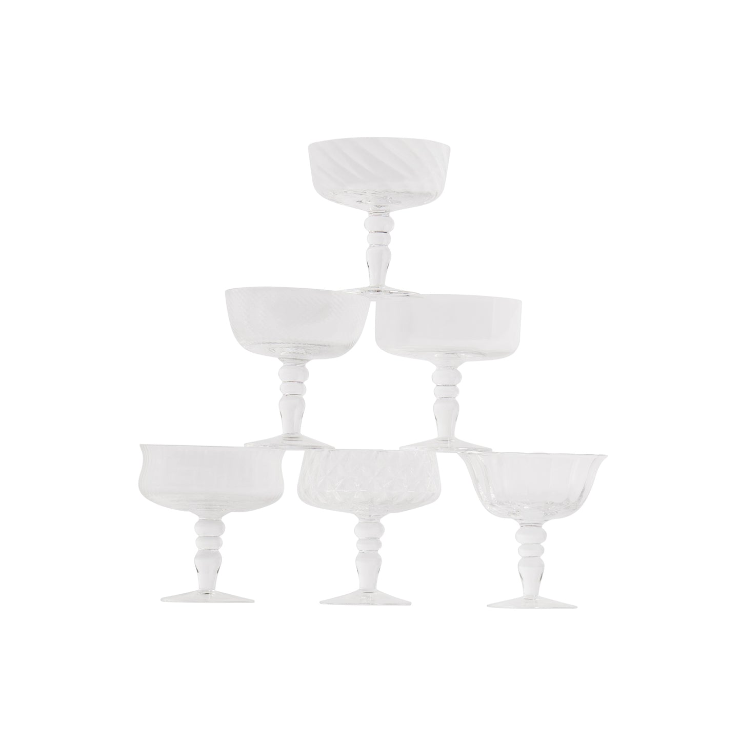 Set 6 Coppette Champagne Texture Trasparente