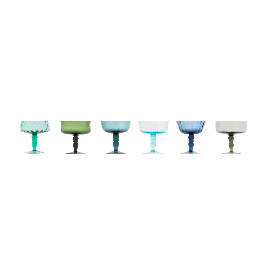 Set 6 Coppette Forme Assortite - Texture Nuance Blu/Verde