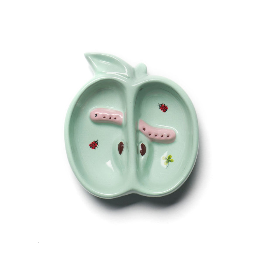 Svuotatasche in porcellana a forma di mela verde