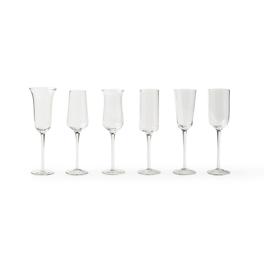 Clear Set of 6 Mixed Shapes Flutes